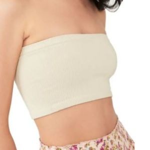 Free People intimately cream ribbed strapless top